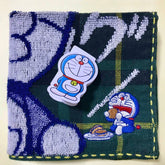 DORAEMON 吃豆沙包 毛巾手帕 黃綠色